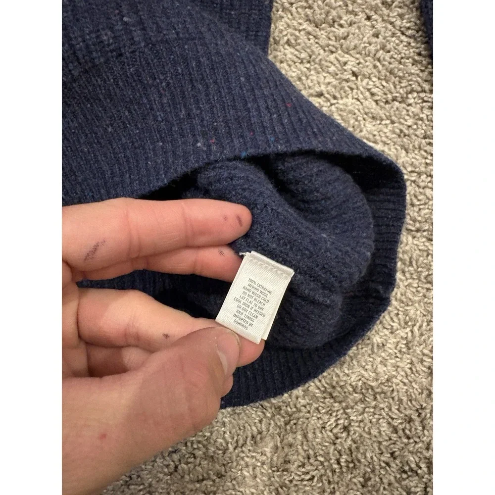 Bonobos Sweater Men Medium Blue Merino Wool Tight Knit Ribbed Hem Crew Neck Cozy